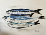 Aquarelle “Sardines 4”