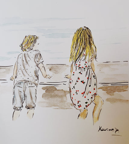 Aquarelle  « Côme et Zélie»