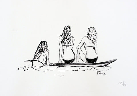 Aquarelle “Surf Girls”