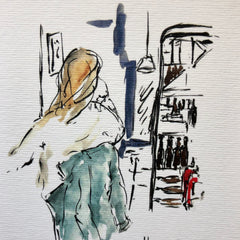Aquarelle  « The girl at Real Ale»
